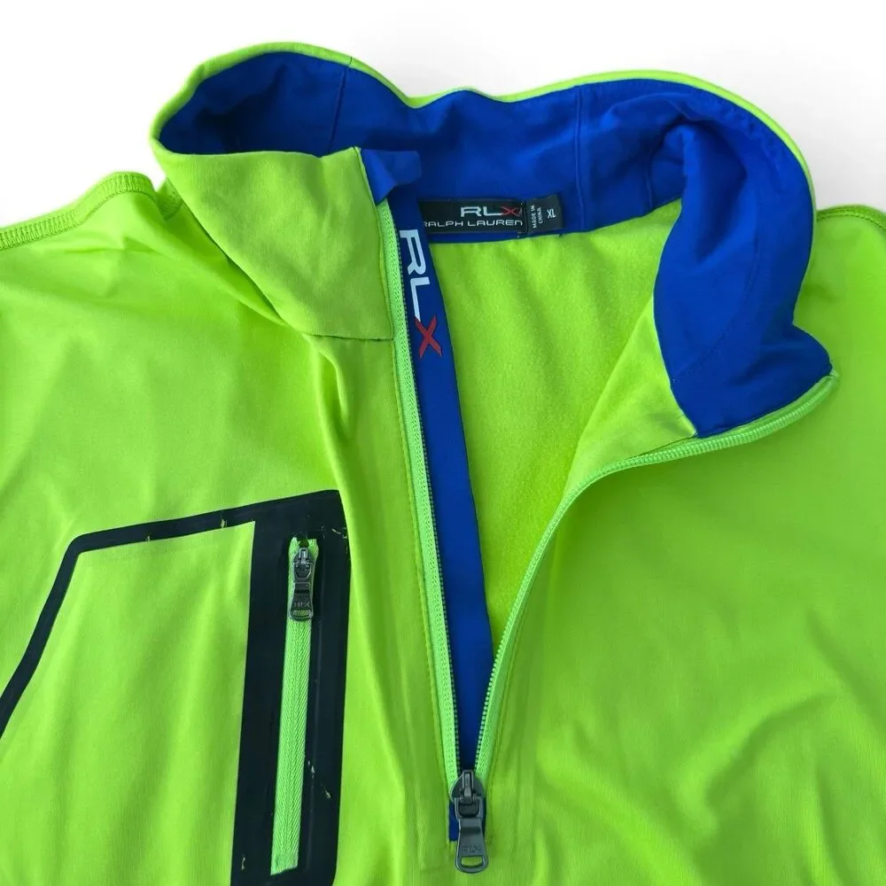 RLX Ralph Lauren Colonial Golf 1/4 Zip Pullover Men XL Neon Green Performance